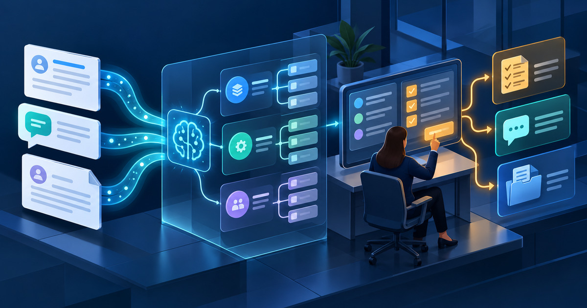 Member complaint records pass through an analytical clustering layer to a human review gate, remediation checklist, member response and evidence archive