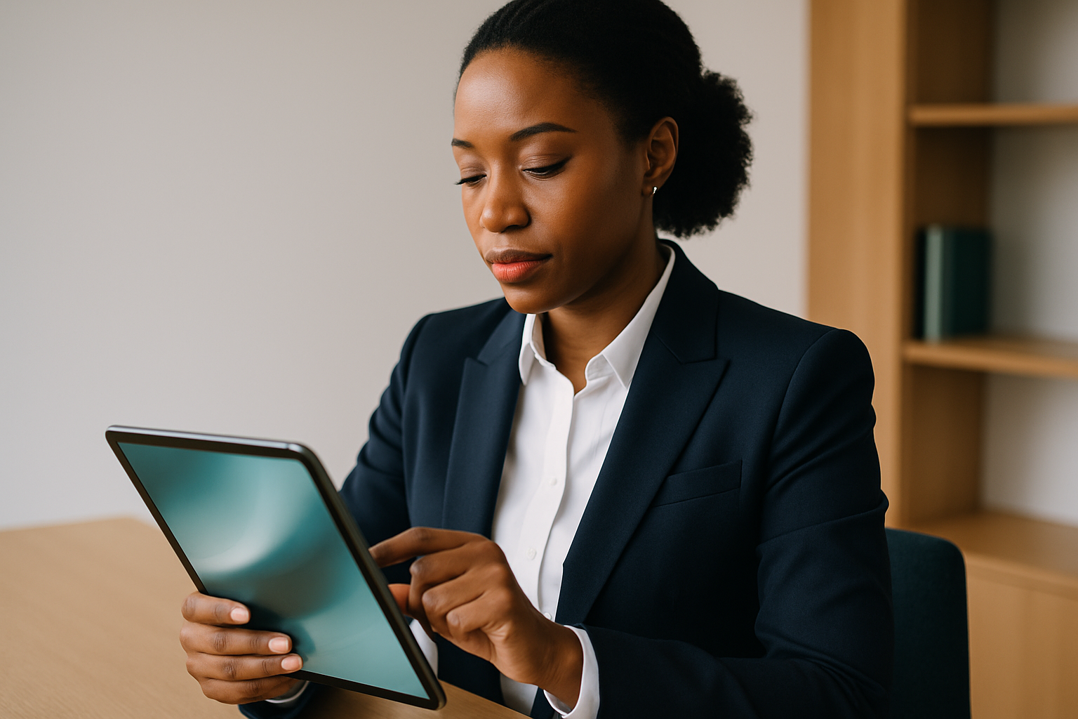 Credit union frontline staff member reviewing data fabric dashboard for high-yield deposits