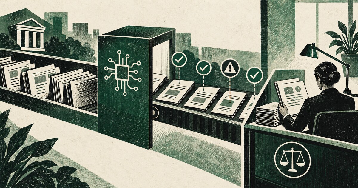 Vendor evidence packets pass through an automated review gate before reaching a separate human risk approval desk
